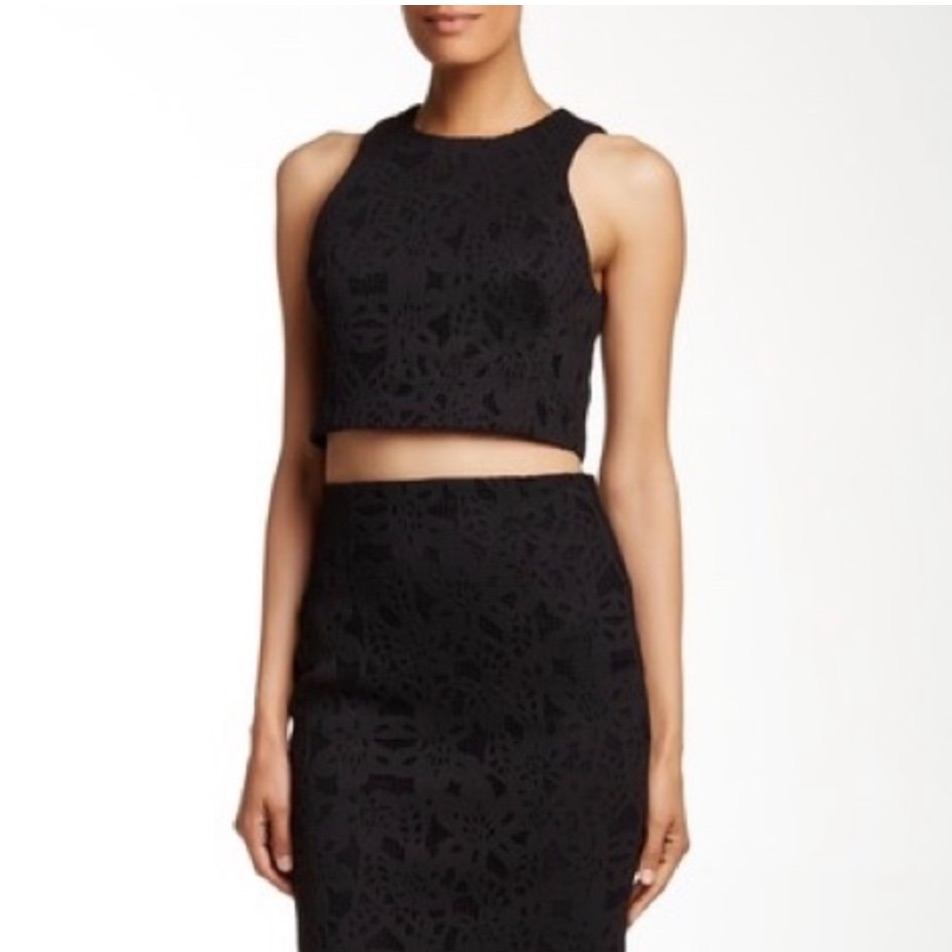 Rebecca Taylor Black Eyelet Crop Top